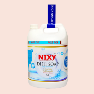 Front view of NIXY dishwash gel aqua blue 5L