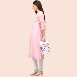 Side view of women with NIXY freshener lavender 5L