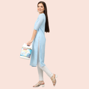 Side view of women with NIXY oil stain remover V1 5L